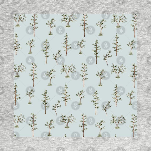 Forest Seamless Pattern on Sage Green by the nature buff